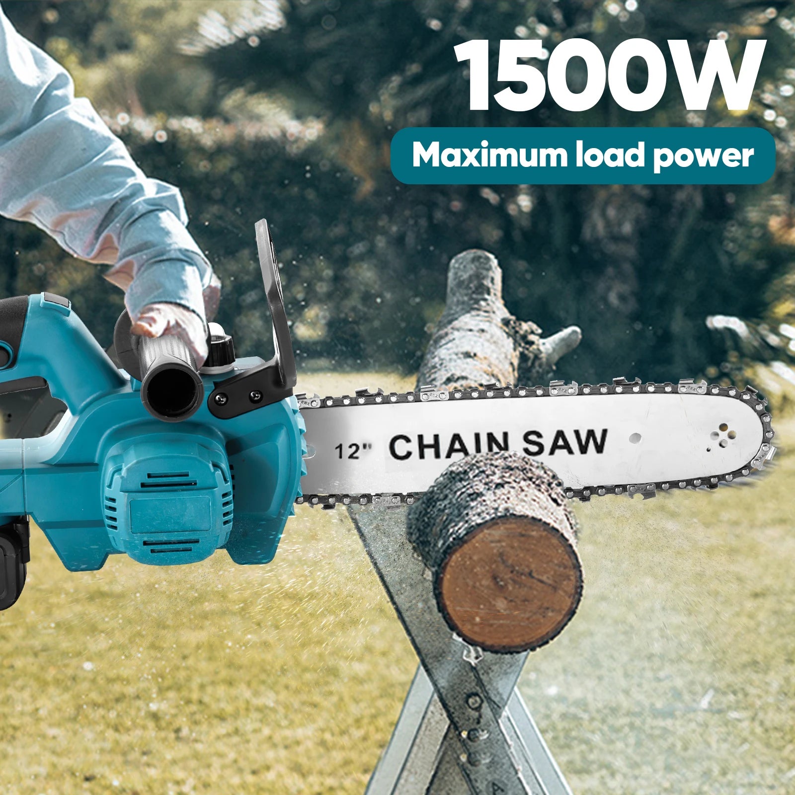 1500W Brushless 12Inch Electric Chainsaw Cordless Pruning Woodworking Power Tool Handheld Garden Cutter For Makita 18V Battery