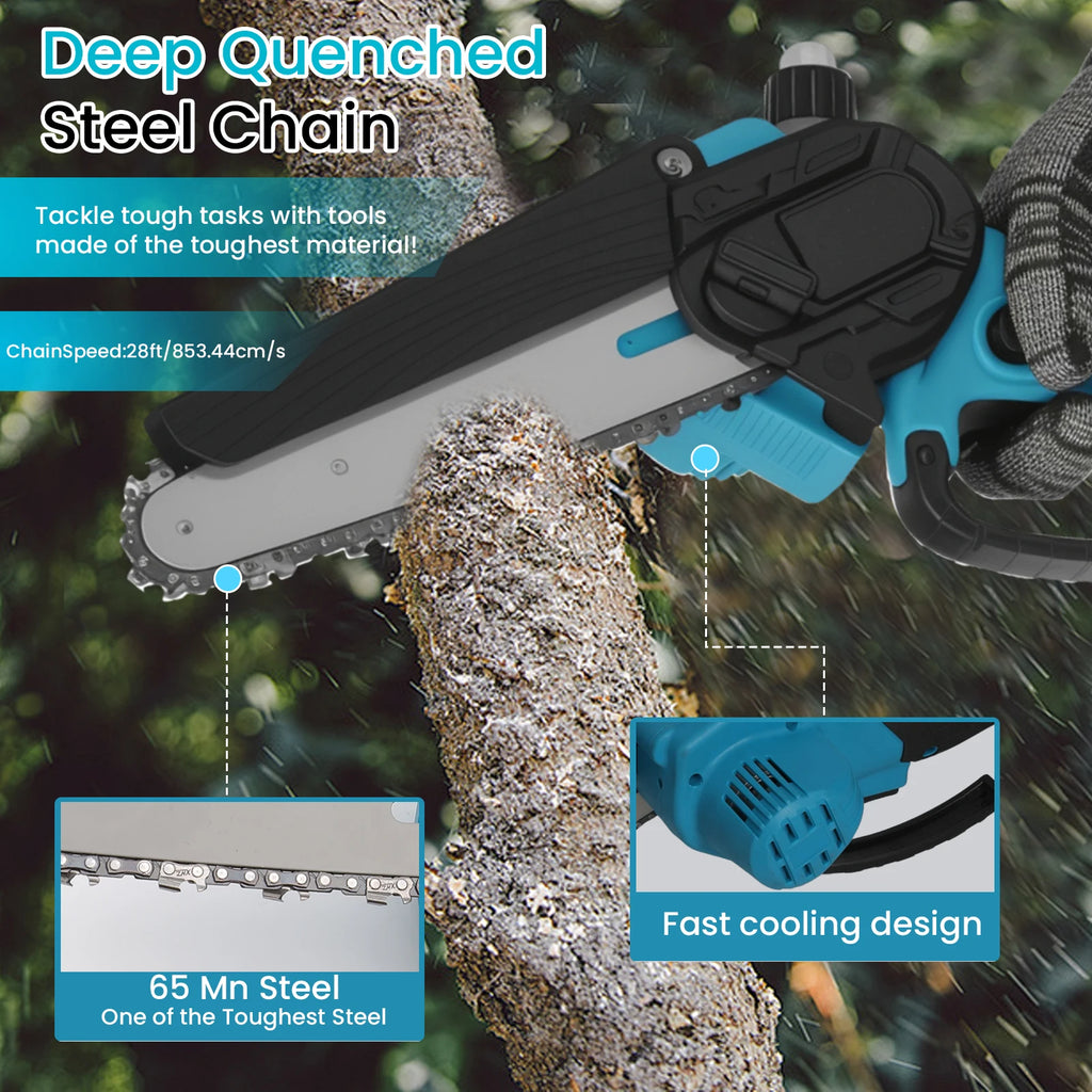 1500W Brushless 12Inch Electric Chainsaw Cordless Pruning Woodworking Power Tool Handheld Garden Cutter For Makita 18V Battery