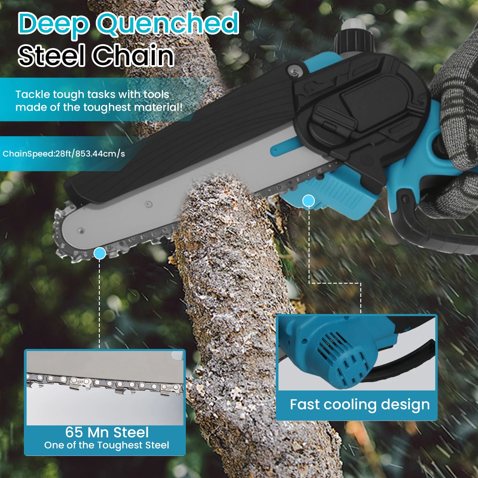 1500W Brushless 12Inch Electric Chainsaw Cordless Pruning Woodworking Power Tool Handheld Garden Cutter For Makita 18V Battery