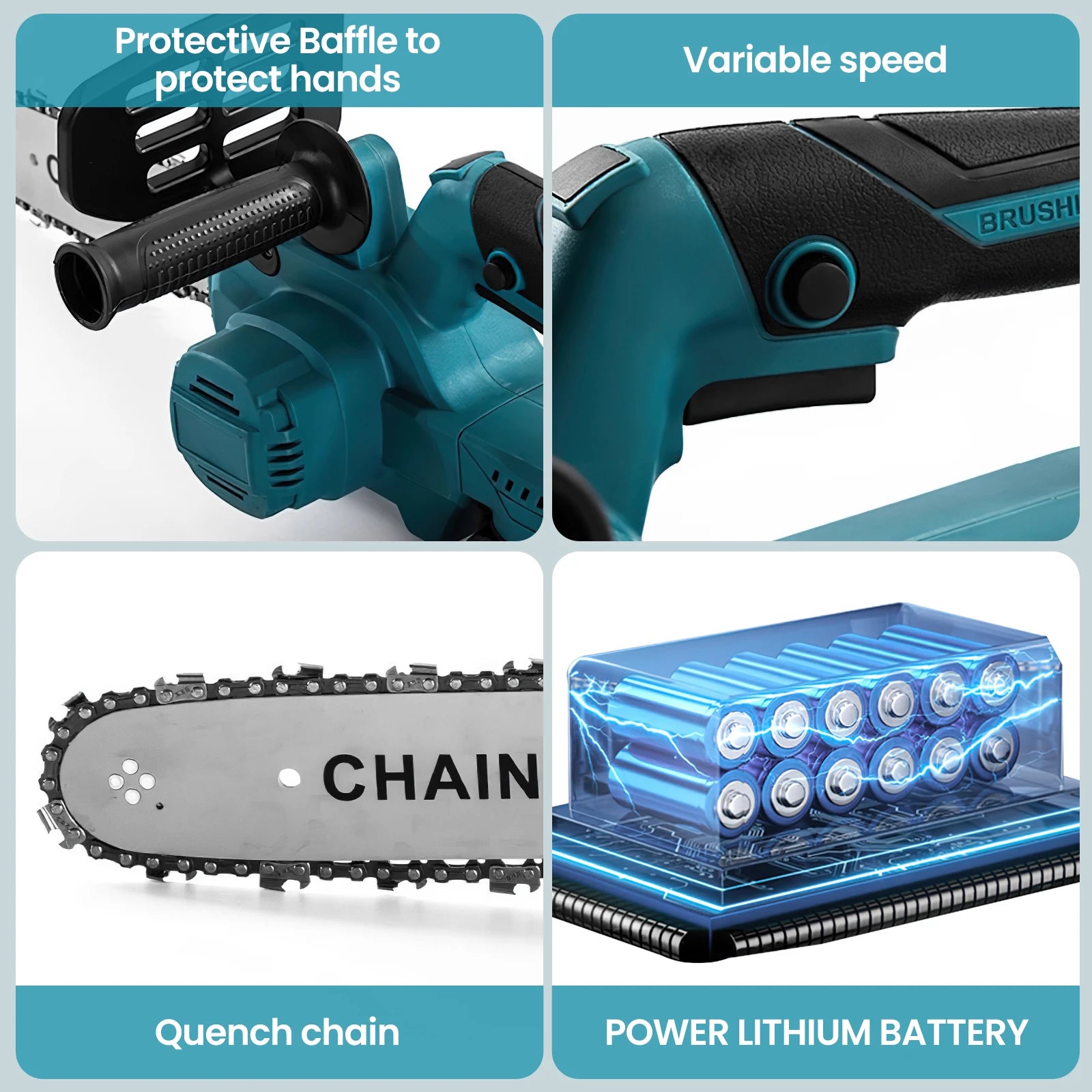 1500W Brushless 12Inch Electric Chainsaw Cordless Pruning Woodworking Power Tool Handheld Garden Cutter For Makita 18V Battery