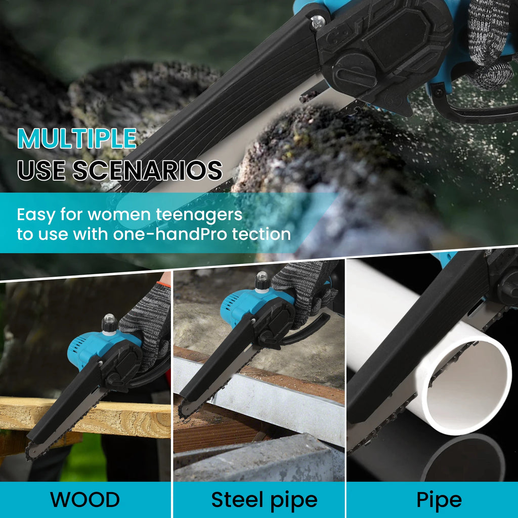 1500W Brushless 12Inch Electric Chainsaw Cordless Pruning Woodworking Power Tool Handheld Garden Cutter For Makita 18V Battery