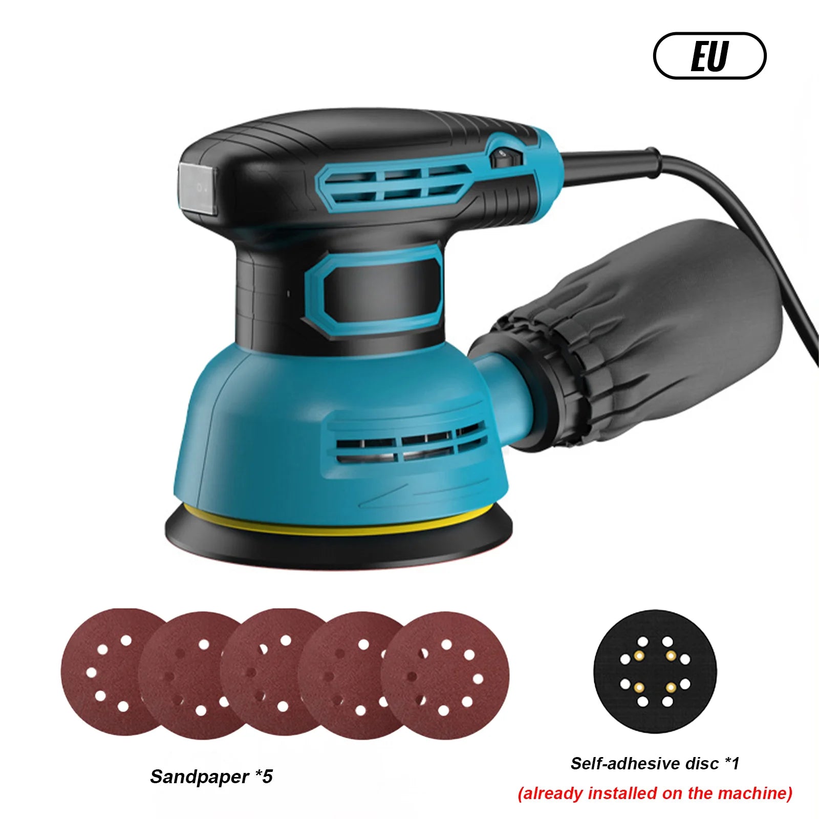 300W Electric Sander Machine Random Orbital Polisher Variable Speed Sander with 125mm Sandpaper Car Polishing Machine DIY Tools