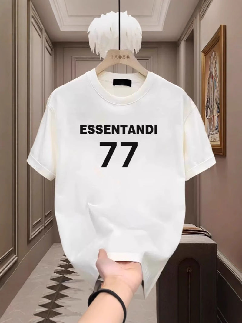 [High-End Men's Clothing] Summer New Men's Short-Sleeved T-Shirts, Trendy Brand Trendyy Handsome Loose Cotton Half-Sleeved Tops