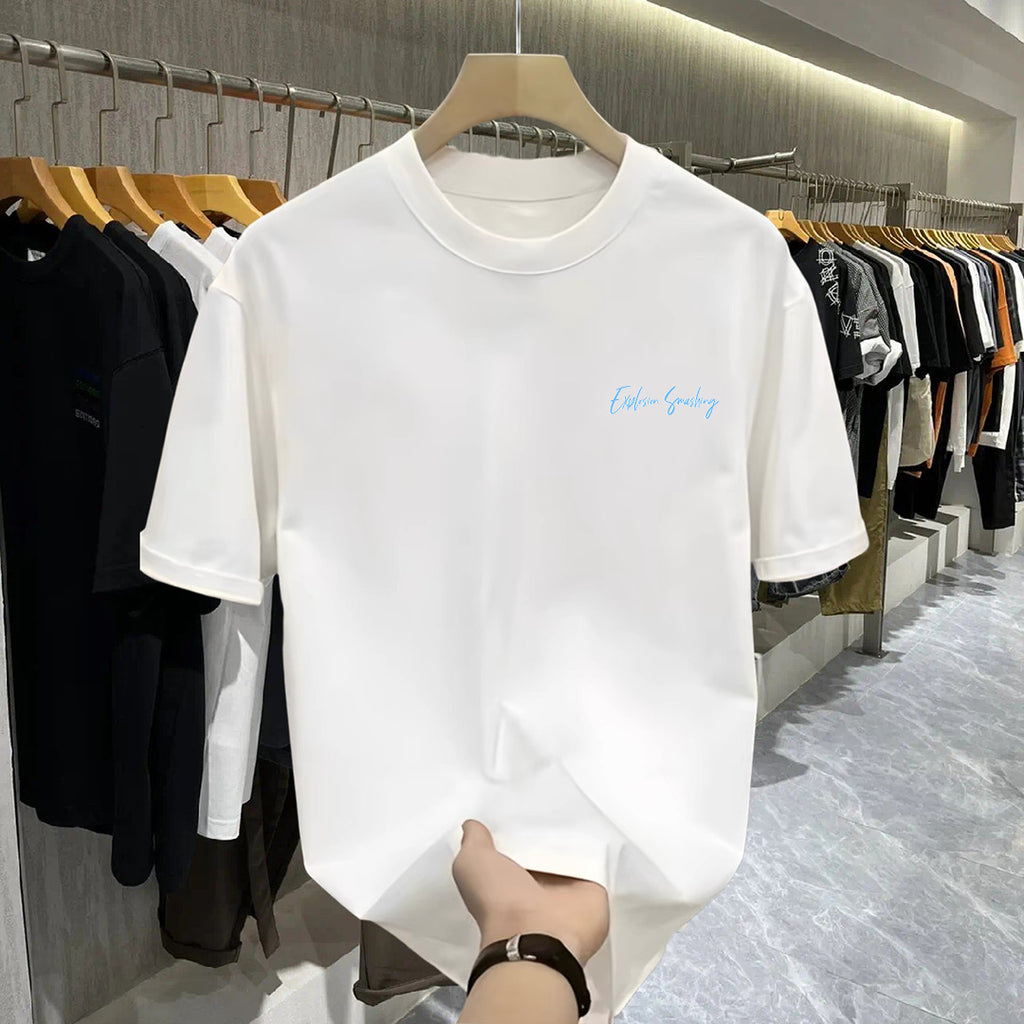 2025 Summer New Men's T-Shirt Chinese Style Printed Men's Short-Sleeved T-Shirt Round Neck Fashion National Trend Top