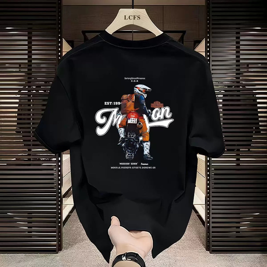 New Men's and Women's T-Shirts Trendy Versatile Printed Summer Ins Round Neck Pure Cotton Men's Short Sleeve Trendy Brand European and American