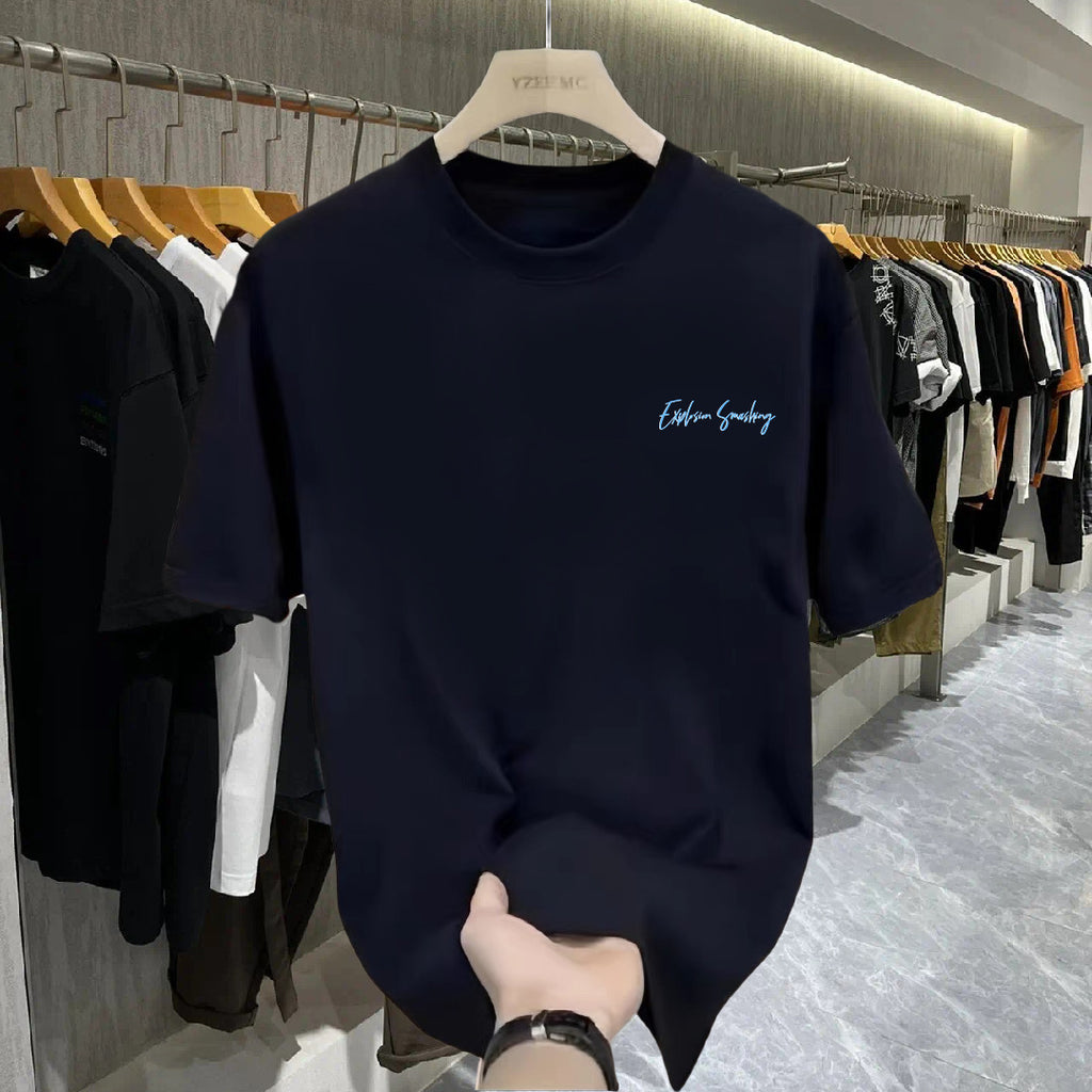 2025 Summer New Men's T-Shirt Chinese Style Printed Men's Short-Sleeved T-Shirt Round Neck Fashion National Trend Top