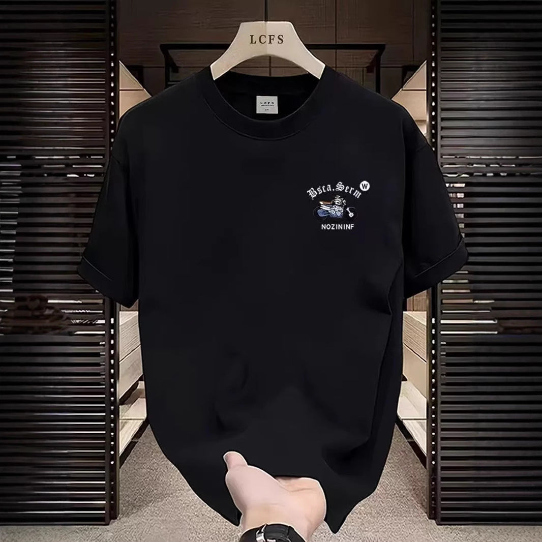 New Men's and Women's T-Shirts Trendy Versatile Printed Summer Ins Round Neck Pure Cotton Men's Short Sleeve Trendy Brand European and American