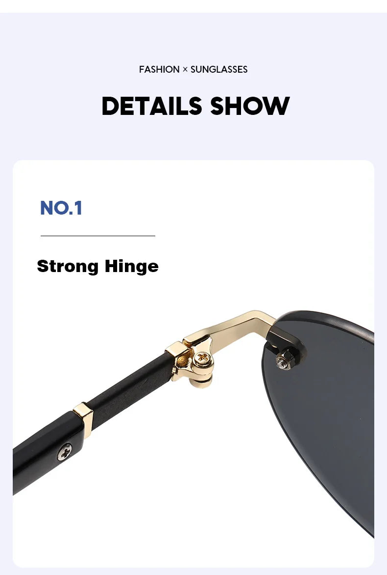 Popular Women Men Shades Oval Sun Glasses for Woman Man Summer Traveling UV400 Rimless Sunglasses Round Fashion Gafas De Sol