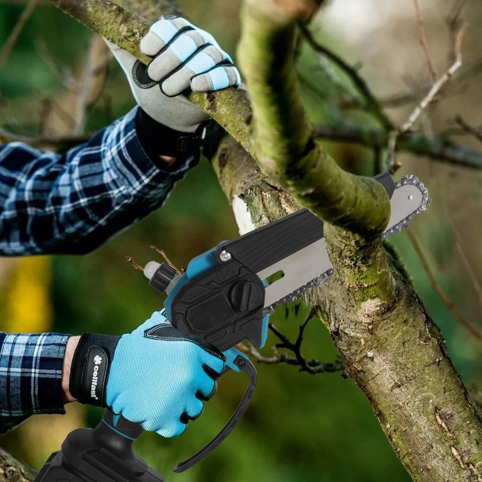1500W Brushless 12Inch Electric Chainsaw Cordless Pruning Woodworking Power Tool Handheld Garden Cutter For Makita 18V Battery