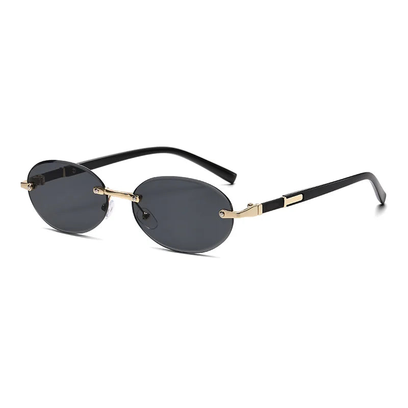 Popular Women Men Shades Oval Sun Glasses for Woman Man Summer Traveling UV400 Rimless Sunglasses Round Fashion Gafas De Sol
