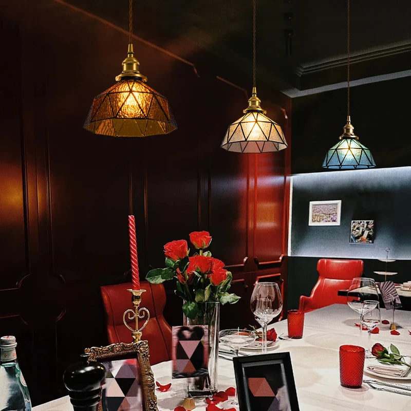 IWHD Nordic Colorful Glass LED Pendant Light Fixtures Cafe Loft Bedside Living Dining Room Bar Vintage Brass Hanglamp luminaire
