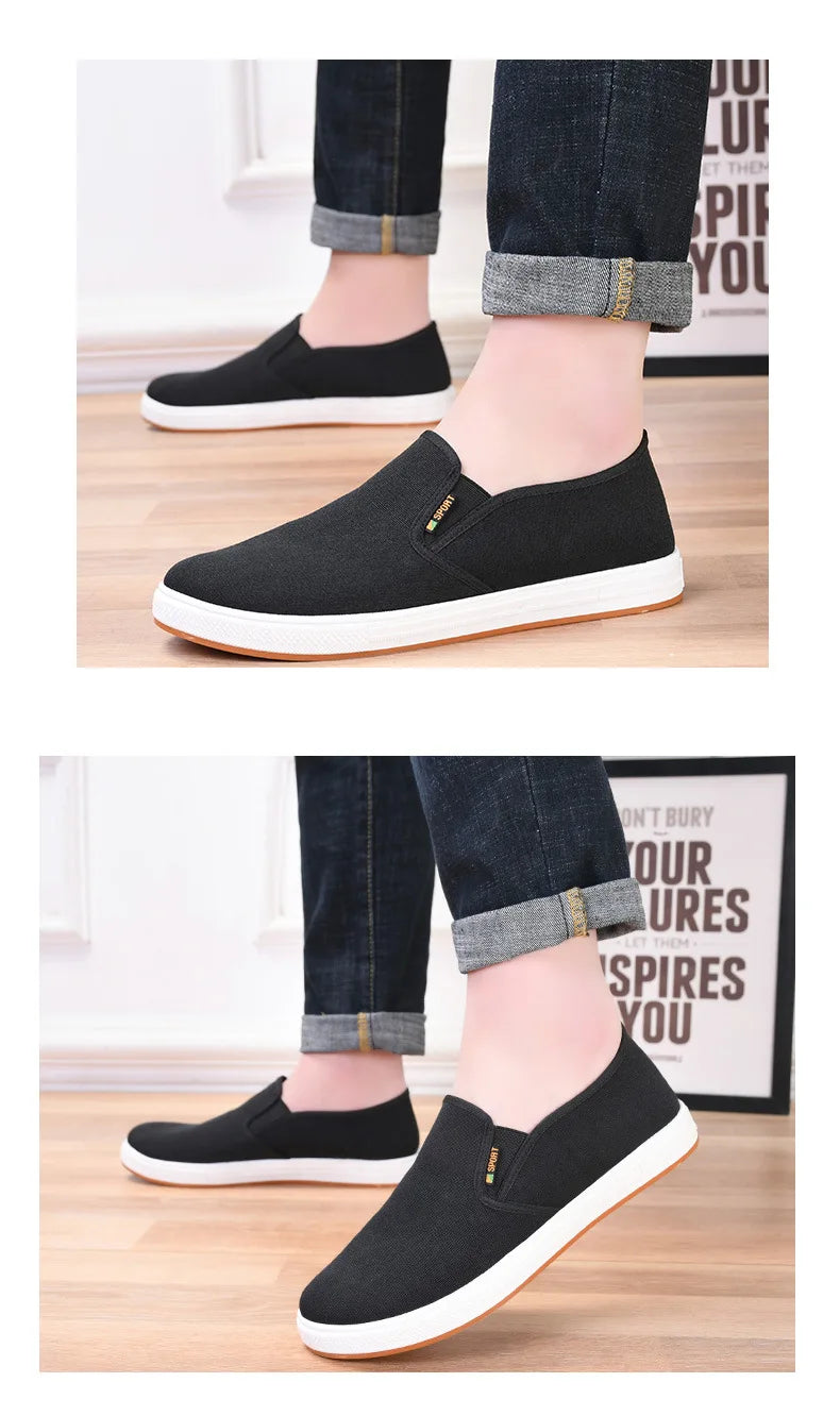 Men Canvas Shoe Casual Sneaker for MenLight Slip-on Vulcanized Comfortable Male Flats Loafers New Black Trainers Zapatos Hombre
