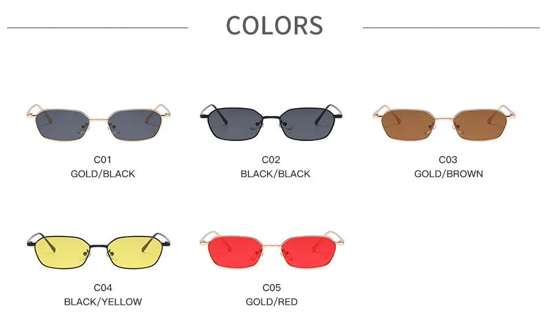 Fashion Small Rectangle Sunglasses Men Women Vintage Square Driving Sun Glasses Luxury Brand Metal Frame Eyewear Gafas De Sol
