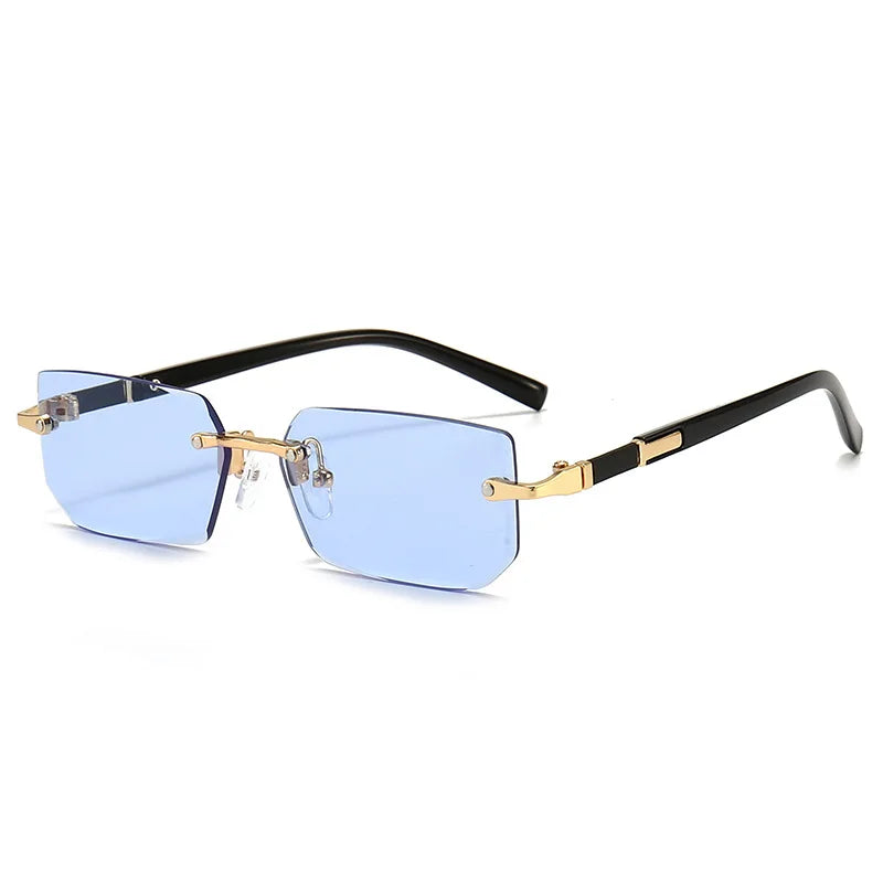 Popular Women Men Shades Oval Sun Glasses for Woman Man Summer Traveling UV400 Rimless Sunglasses Round Fashion Gafas De Sol