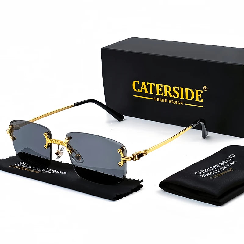 CATERSIDE Retro Rimless Square Sunglasses Men Women UV400 Small Gradient Sun Glasses For Men Popular High Quality Party Eyewear