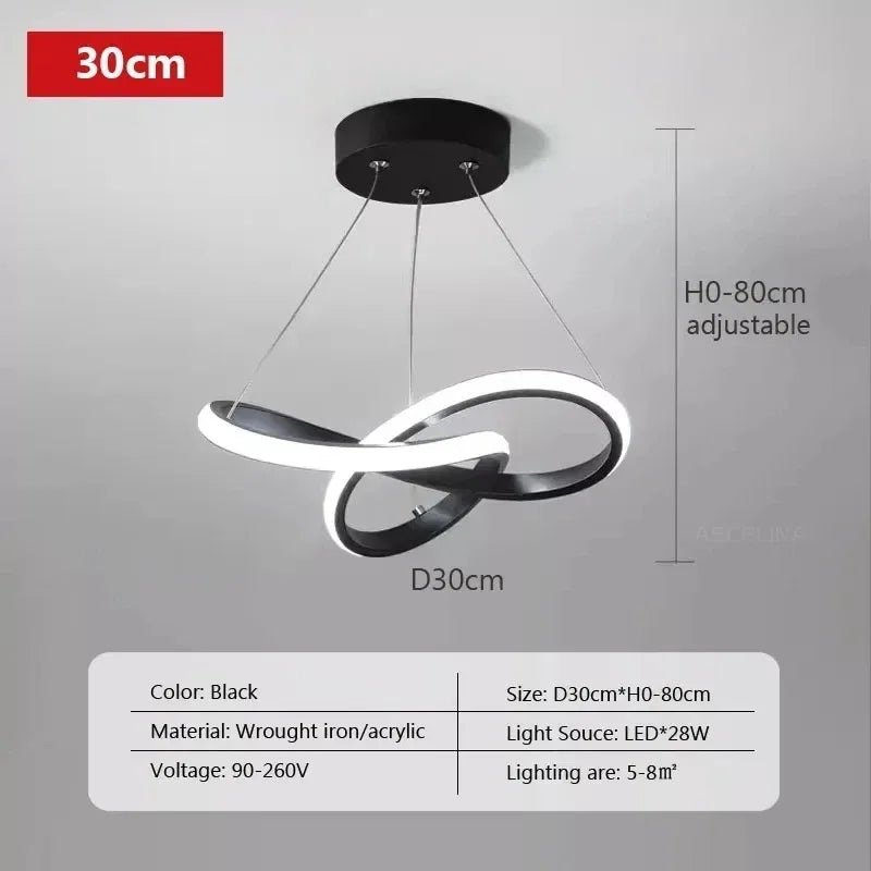 Modern LED Pendant Light With Irregular Streamlined Design Creative Small Hanging Light For Bedrooms Dining Rooms Study Rooms