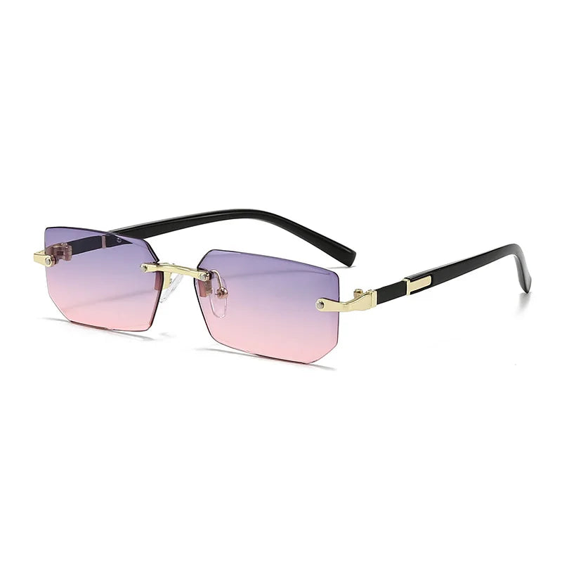 Popular Women Men Shades Oval Sun Glasses for Woman Man Summer Traveling UV400 Rimless Sunglasses Round Fashion Gafas De Sol