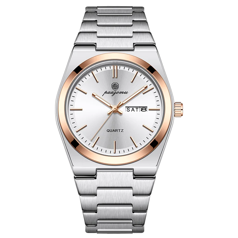 PAAZOMU Luxury Quartz Man Wristwatch Sport Men Watches Waterproof Luminous Date Week Stainless Steel Men's Watch Male Reloj+box