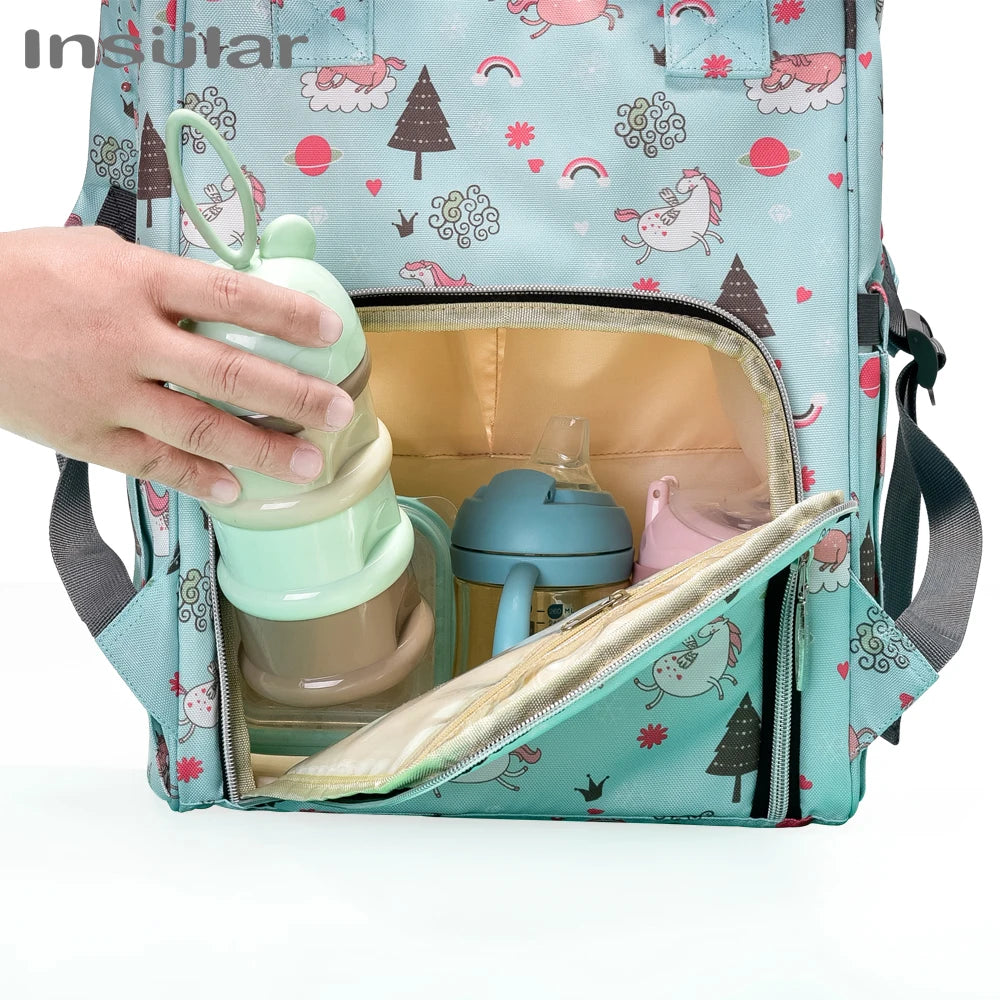 INSULAR Maternity Organizer Mummy Bag Nappy Backpack Travel Hanging Stroller Diaper Bag for Baby Care - Mom's Essentials