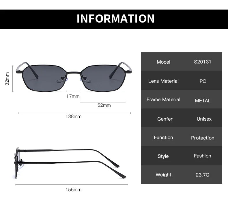 Fashion Small Rectangle Sunglasses Men Women Vintage Square Driving Sun Glasses Luxury Brand Metal Frame Eyewear Gafas De Sol