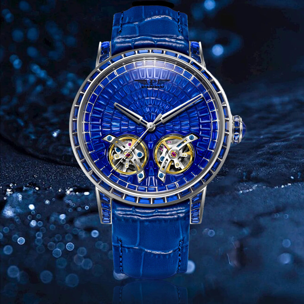 2026 PINDU Design New Double Flying Wheel Mechanical Watch Men Top Luxury Watch Sapphire Glass Waterproof Diamond Watch Leather