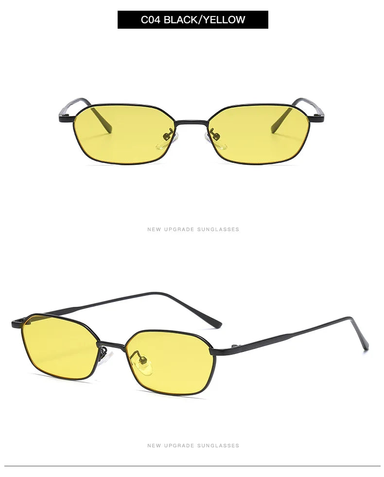 Fashion Small Rectangle Sunglasses Men Women Vintage Square Driving Sun Glasses Luxury Brand Metal Frame Eyewear Gafas De Sol