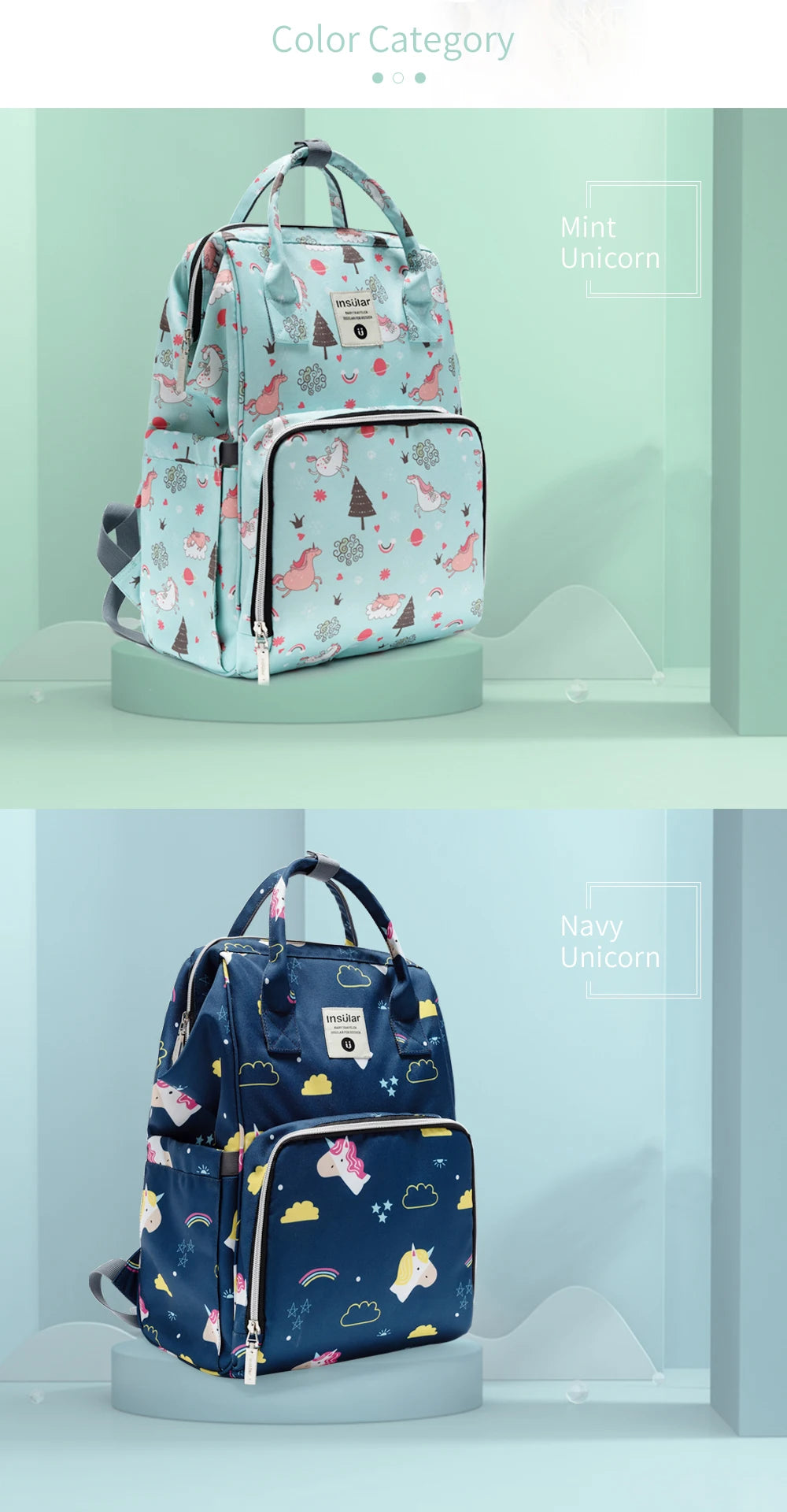 INSULAR Maternity Organizer Mummy Bag Nappy Backpack Travel Hanging Stroller Diaper Bag for Baby Care - Mom's Essentials