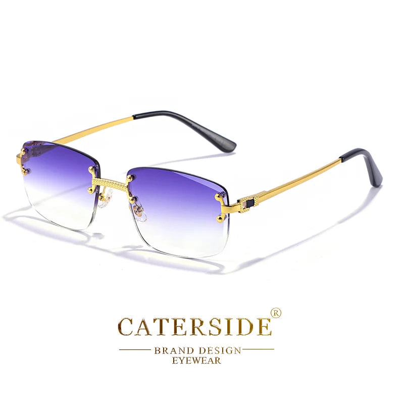 CATERSIDE Retro Rimless Square Sunglasses Men Women UV400 Small Gradient Sun Glasses For Men Popular High Quality Party Eyewear