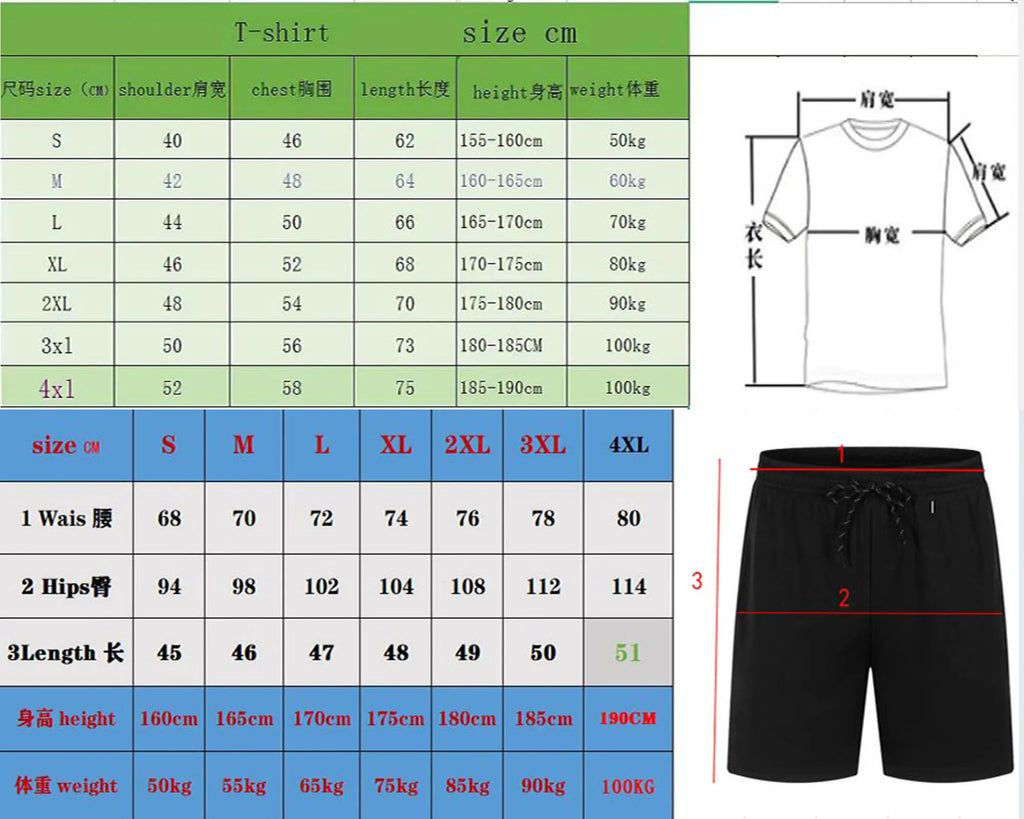 Summer Men's Casual Clothing Set Breathable Oversize T-Shirt Shorts 2-Piece Sportswear Short Sleeve Comfortable Suit for Men