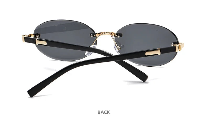 Popular Women Men Shades Oval Sun Glasses for Woman Man Summer Traveling UV400 Rimless Sunglasses Round Fashion Gafas De Sol