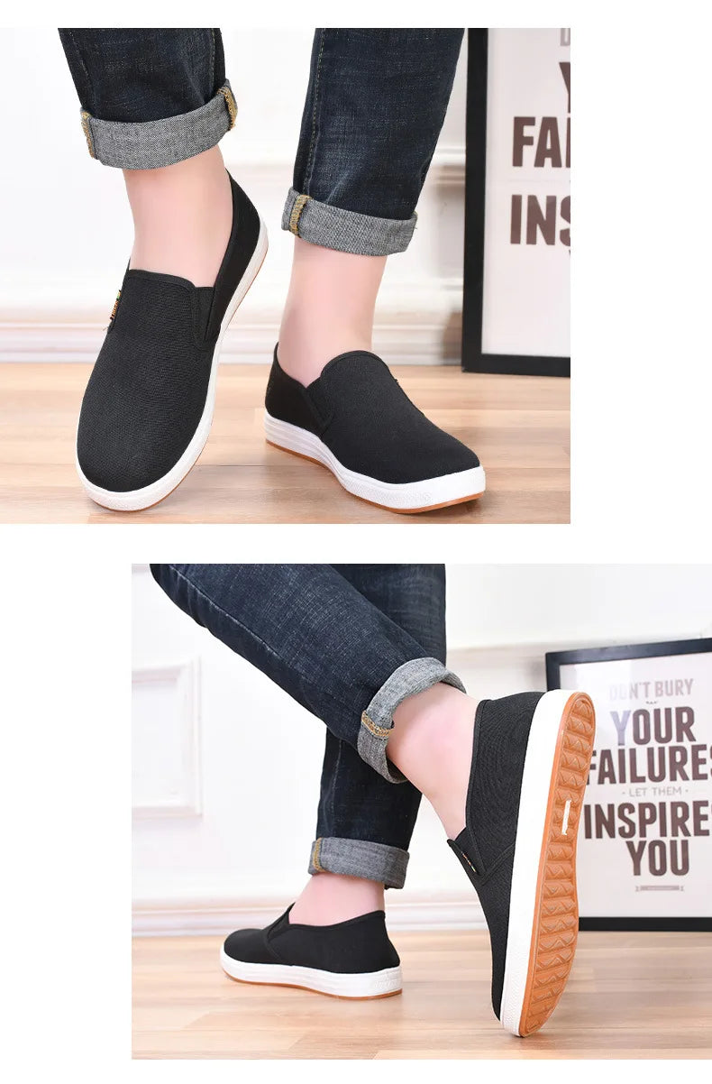 Men Canvas Shoe Casual Sneaker for MenLight Slip-on Vulcanized Comfortable Male Flats Loafers New Black Trainers Zapatos Hombre