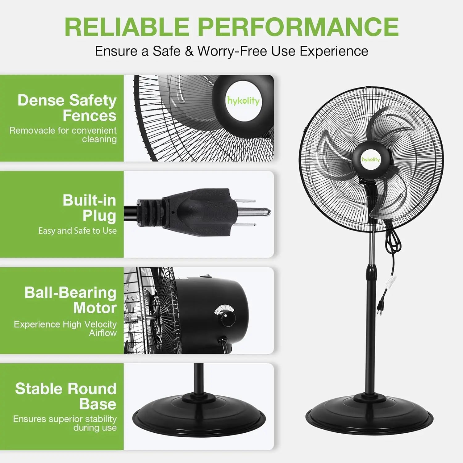 Professional 18" 3850 CFM High Velocity Oscillating Pedestal Fan, Heavy Duty 3-Speed Industrial Metal Stand Fan with Aluminum Blades, for Garage, Warehouse, Commercial & Residential Use