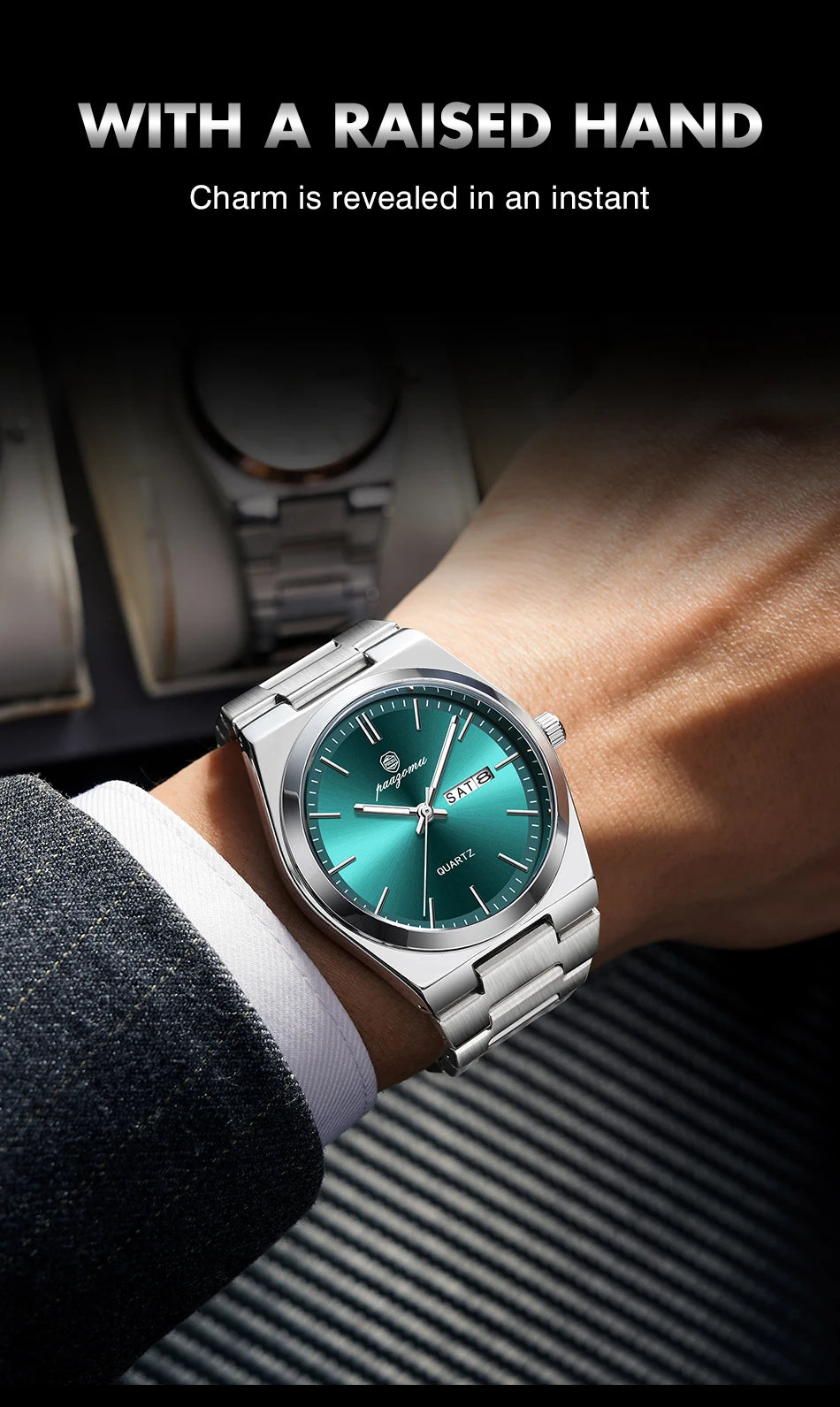 PAAZOMU Luxury Quartz Man Wristwatch Sport Men Watches Waterproof Luminous Date Week Stainless Steel Men's Watch Male Reloj+box