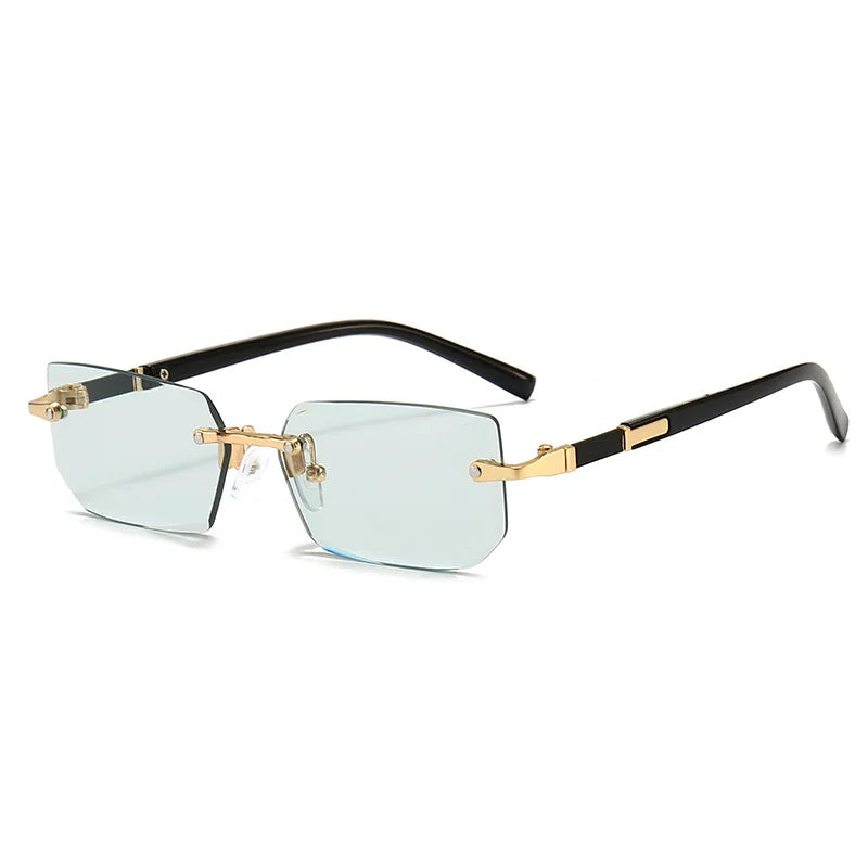 Popular Women Men Shades Oval Sun Glasses for Woman Man Summer Traveling UV400 Rimless Sunglasses Round Fashion Gafas De Sol