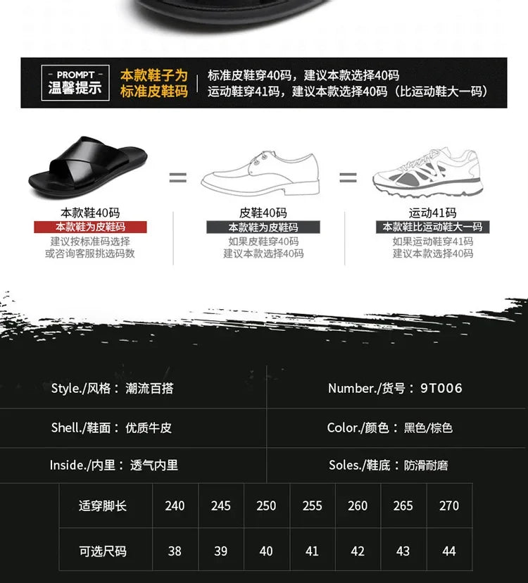Sandals for Men Slippers Genuine Leather Luxury Brand Fashion  Men Flats Casual Non-slip Beach Sandalia Zapatos Hombre 2026