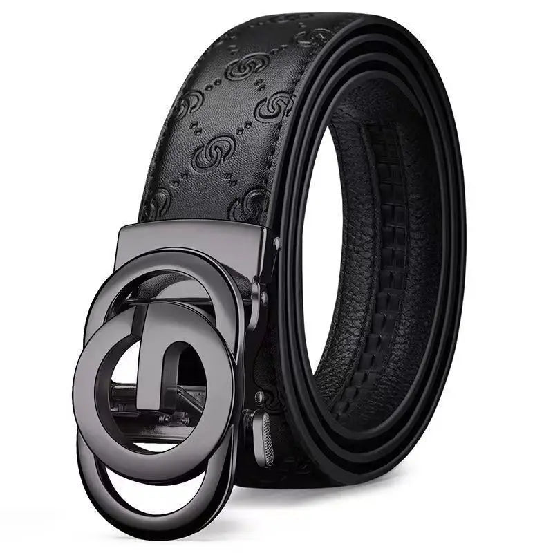 Luxury Men's Belt, Automatic Buckle Belt for Men, High Quality Genuine Leather Belt Printed Design Men's Business Belt Men