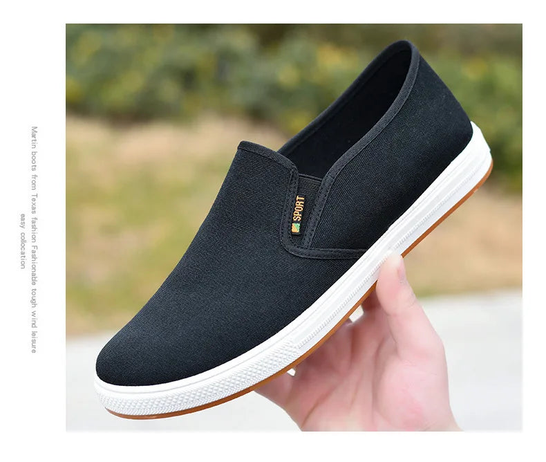 Men Canvas Shoe Casual Sneaker for MenLight Slip-on Vulcanized Comfortable Male Flats Loafers New Black Trainers Zapatos Hombre