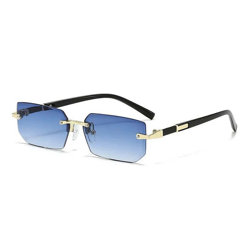 Popular Women Men Shades Oval Sun Glasses for Woman Man Summer Traveling UV400 Rimless Sunglasses Round Fashion Gafas De Sol