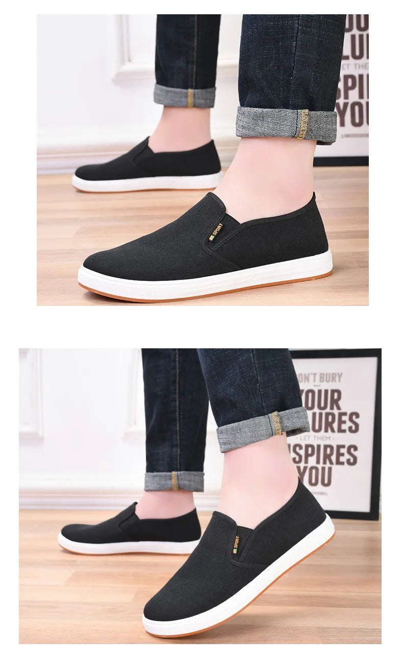 Men Canvas Shoe Casual Sneaker for MenLight Slip-on Vulcanized Comfortable Male Flats Loafers New Black Trainers Zapatos Hombre