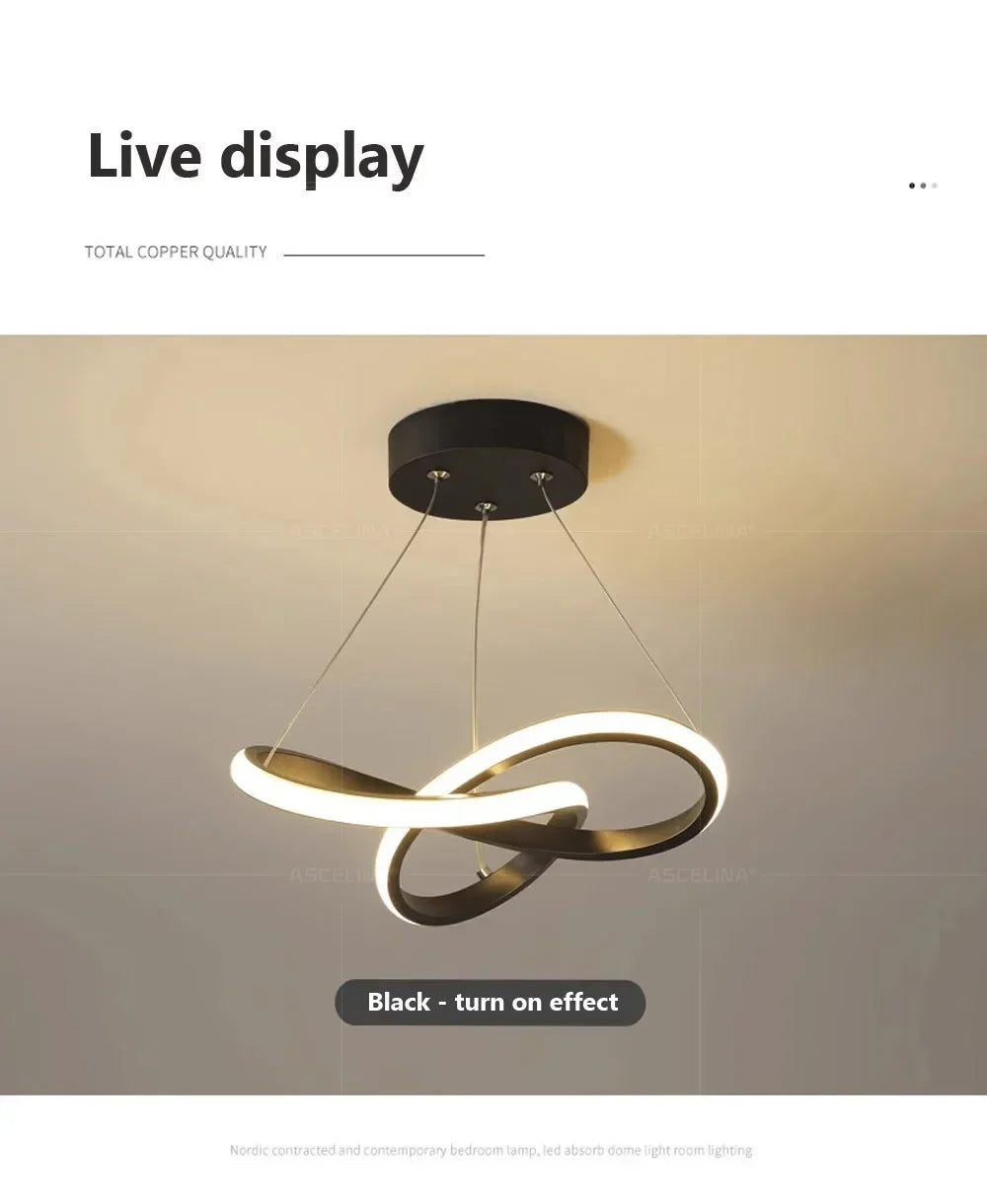 Modern LED Pendant Light With Irregular Streamlined Design Creative Small Hanging Light For Bedrooms Dining Rooms Study Rooms