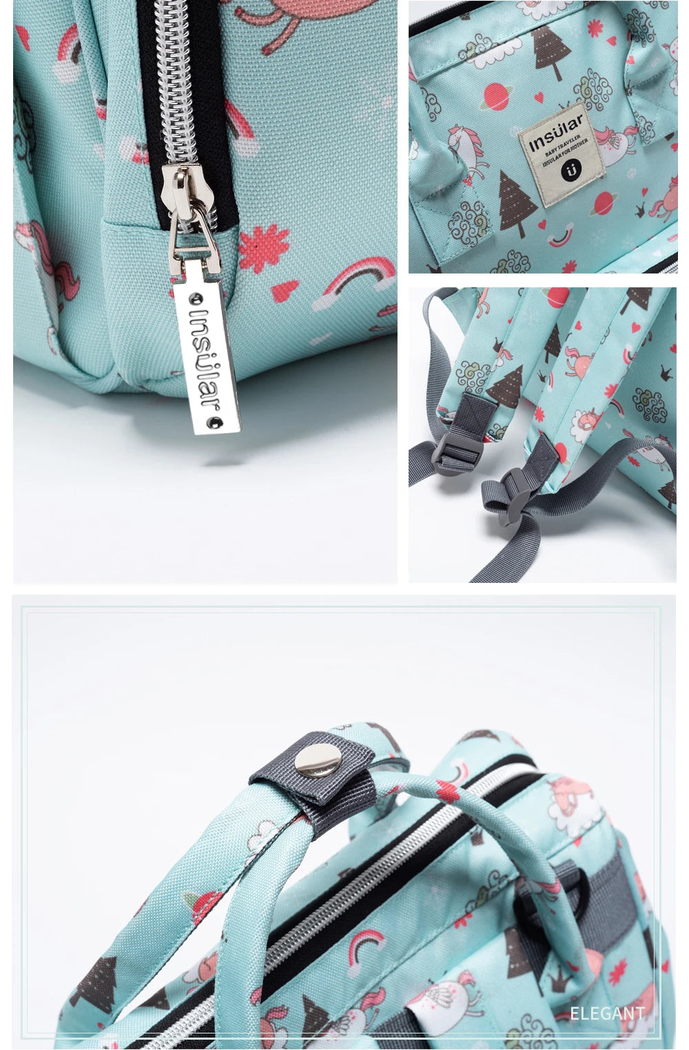 INSULAR Maternity Organizer Mummy Bag Nappy Backpack Travel Hanging Stroller Diaper Bag for Baby Care - Mom's Essentials
