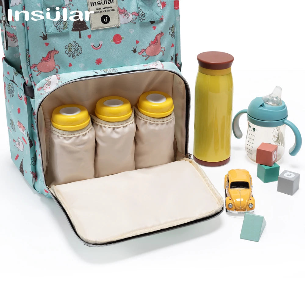 INSULAR Maternity Organizer Mummy Bag Nappy Backpack Travel Hanging Stroller Diaper Bag for Baby Care - Mom's Essentials