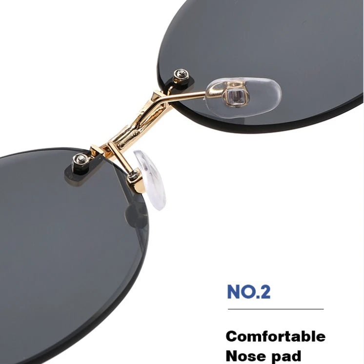Popular Women Men Shades Oval Sun Glasses for Woman Man Summer Traveling UV400 Rimless Sunglasses Round Fashion Gafas De Sol