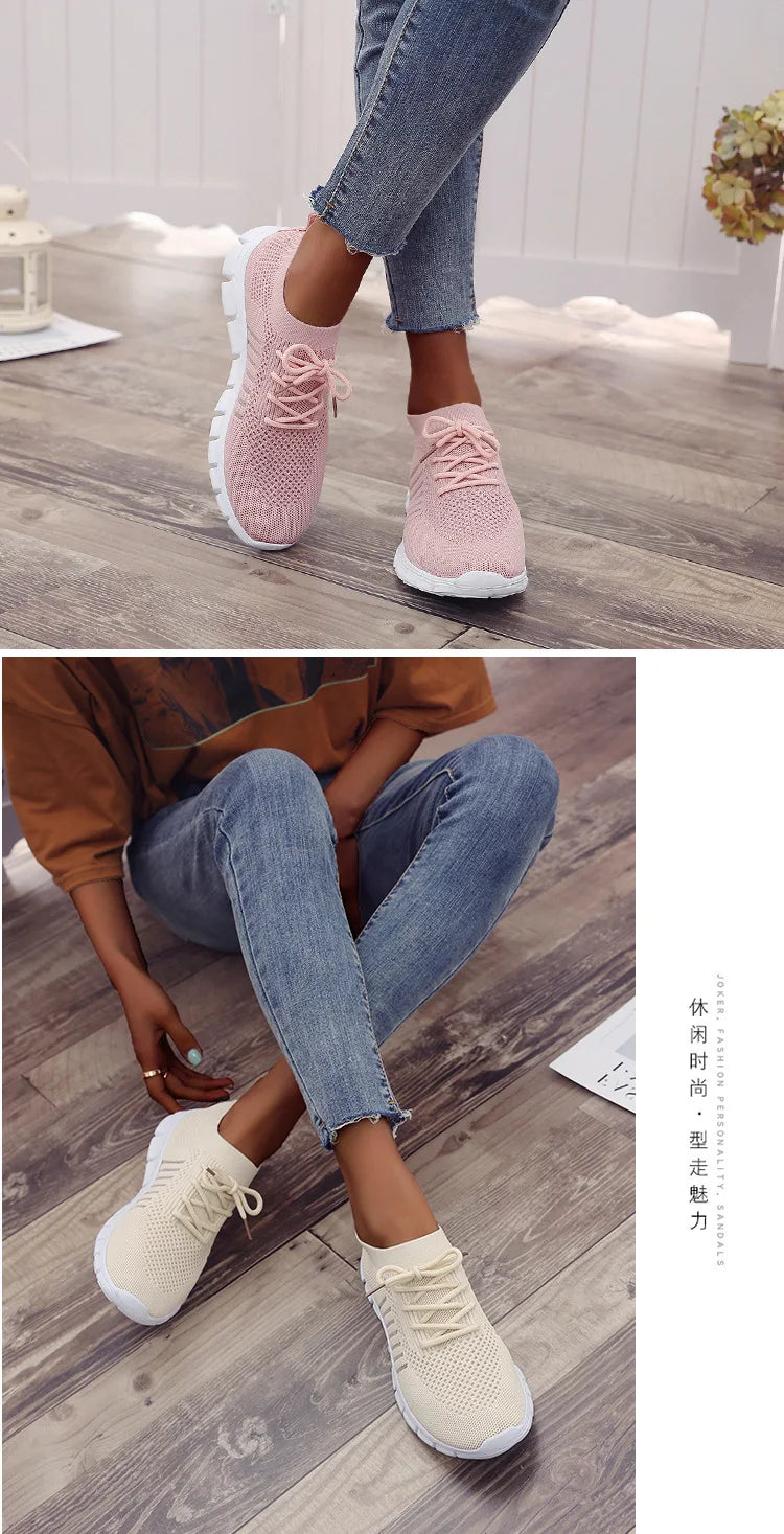 Zapatillas Mujer 2025 Trendy Mesh Platform Sneakers Socks Shoes Tenis Breathable Socofy Casual Sports Shoes Women Flats 1684