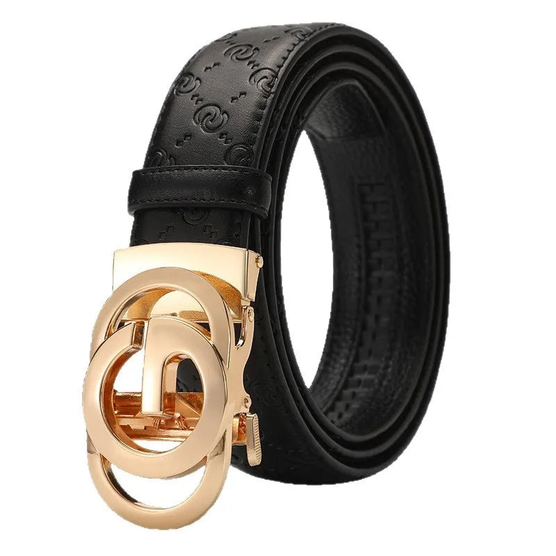 Luxury Men's Belt, Automatic Buckle Belt for Men, High Quality Genuine Leather Belt Printed Design Men's Business Belt Men