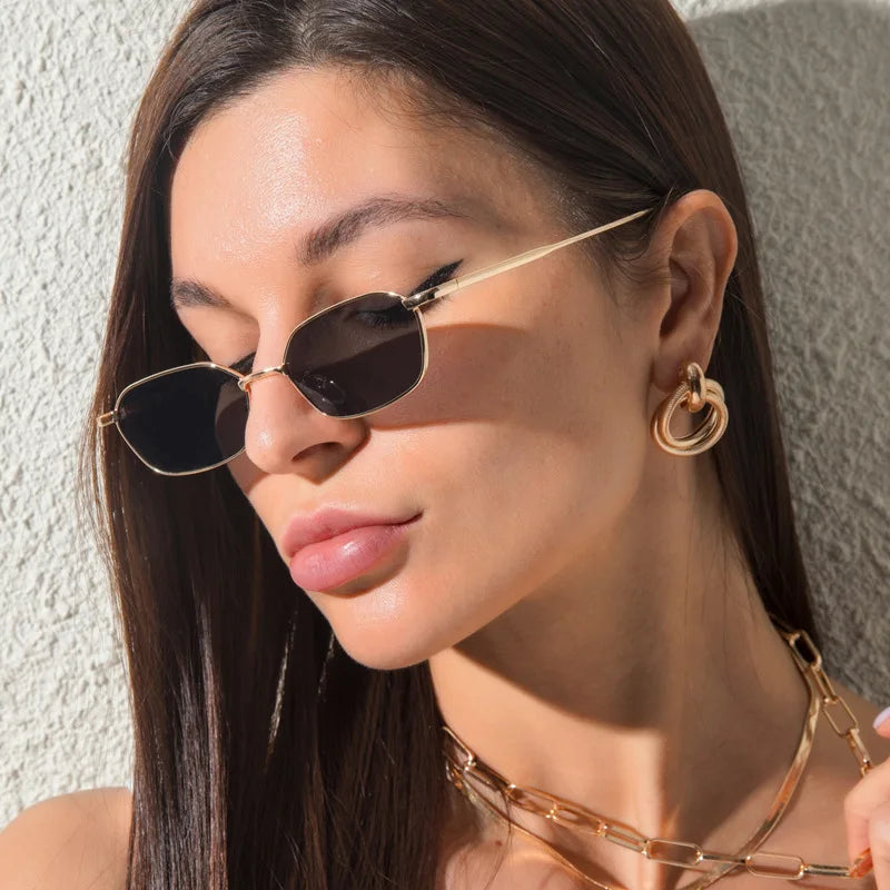 Fashion Small Rectangle Sunglasses Men Women Vintage Square Driving Sun Glasses Luxury Brand Metal Frame Eyewear Gafas De Sol