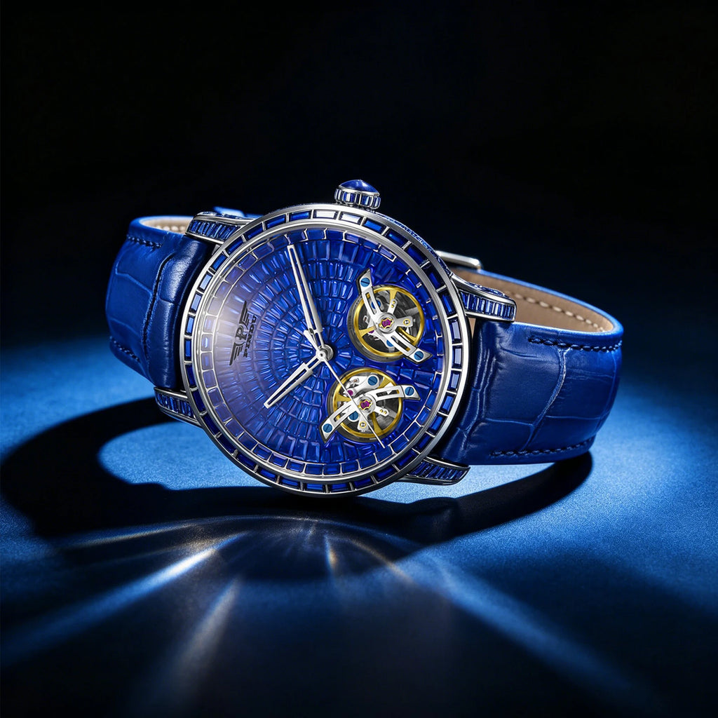 2026 PINDU Design New Double Flying Wheel Mechanical Watch Men Top Luxury Watch Sapphire Glass Waterproof Diamond Watch Leather
