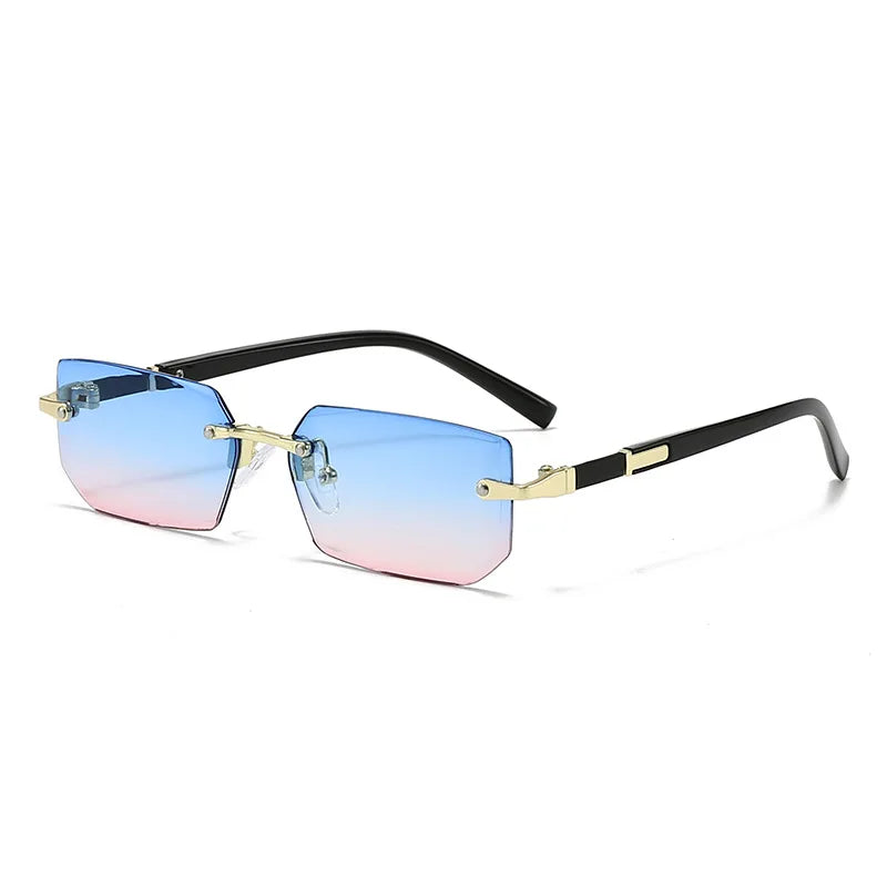 Popular Women Men Shades Oval Sun Glasses for Woman Man Summer Traveling UV400 Rimless Sunglasses Round Fashion Gafas De Sol