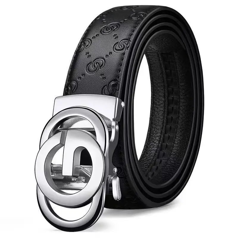 Luxury Men's Belt, Automatic Buckle Belt for Men, High Quality Genuine Leather Belt Printed Design Men's Business Belt Men