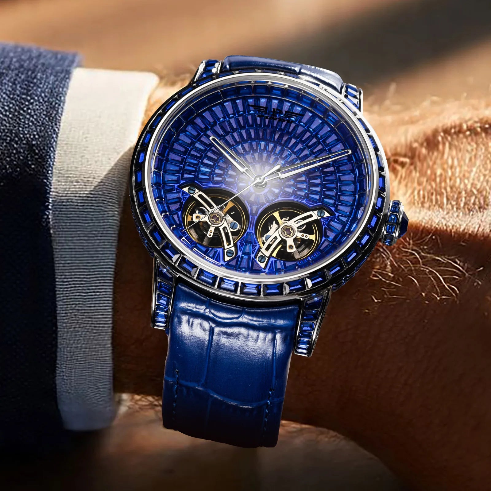 2026 PINDU Design New Double Flying Wheel Mechanical Watch Men Top Luxury Watch Sapphire Glass Waterproof Diamond Watch Leather